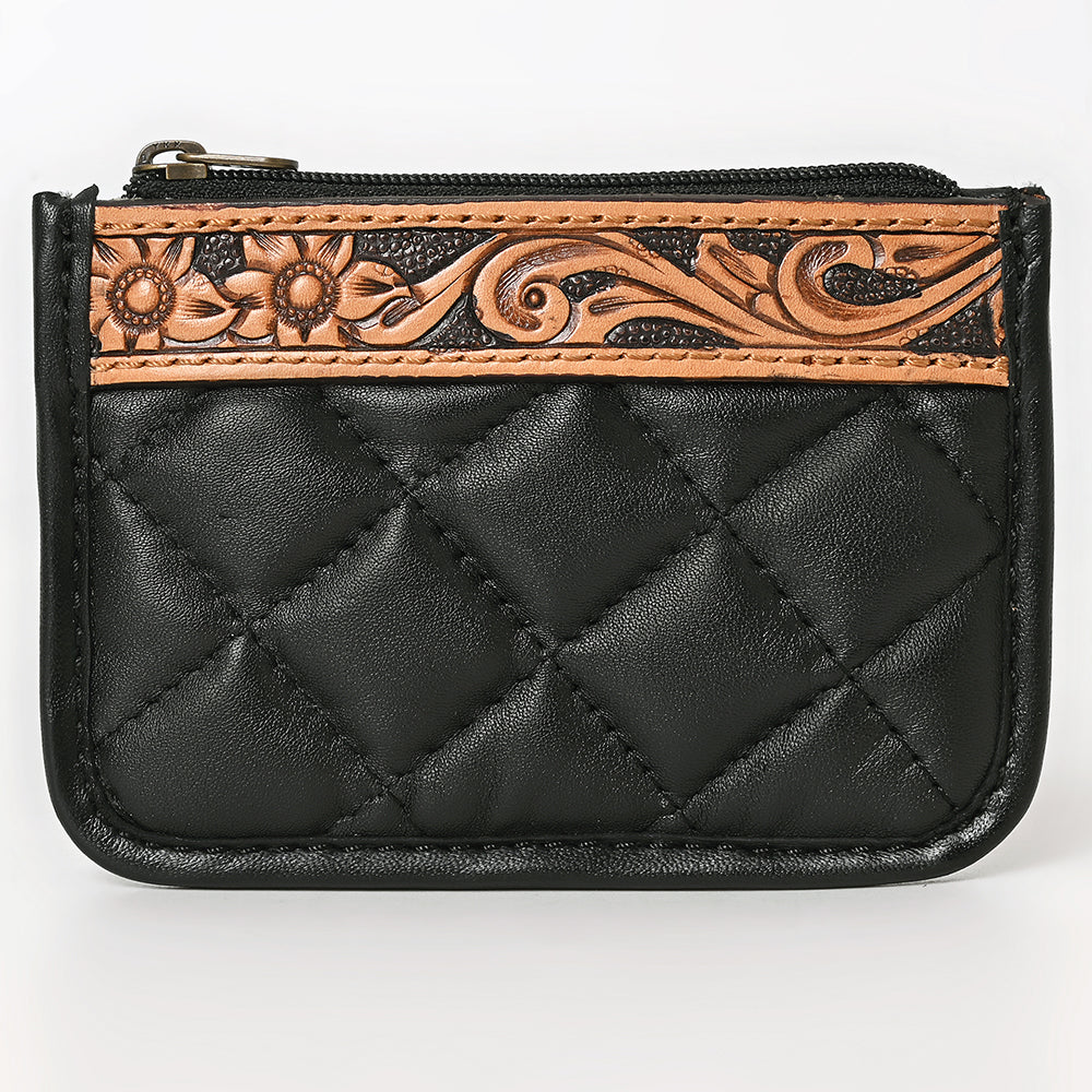 AMERICAN DARLING HAND-TOOLED FLORAL LEATHER WESTERN COIN PURSE