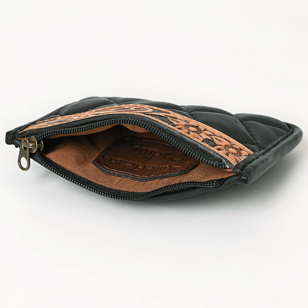 AMERICAN DARLING HAND-TOOLED FLORAL LEATHER WESTERN COIN PURSE