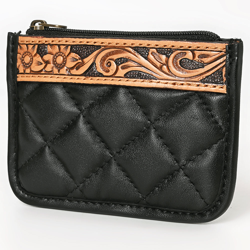 AMERICAN DARLING HAND-TOOLED FLORAL LEATHER WESTERN COIN PURSE