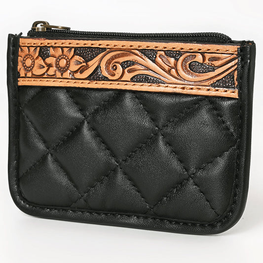 AMERICAN DARLING HAND-TOOLED FLORAL LEATHER WESTERN COIN PURSE