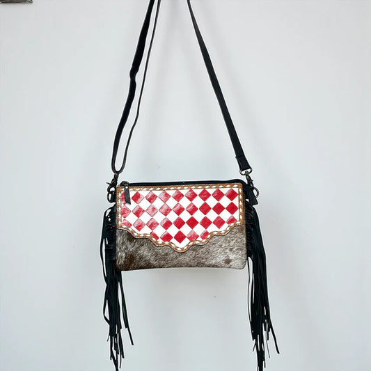 RED CHECKERED CROSSBODY BAG
