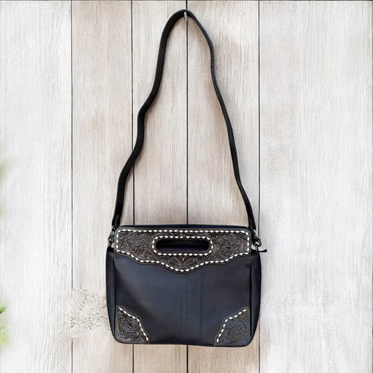 TOOLED LEATHER LAPTOP BAG